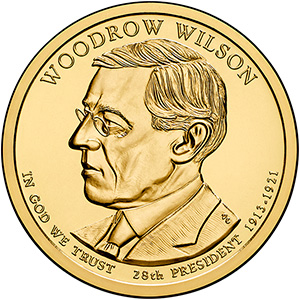 2013 (D) Presidential $1 Coin - Woodrow Wilson - Click Image to Close